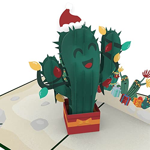 papercrush® Pop-Up Karte Weihnachten Weihnachtskaktus - Lustige 3D Weihnachtskarte mit Kaktus für Kinder, Frauen, Freundin - Besondere Weihnachtsgrußkarte für Männer (Freund, Partner, Mann) von papercrush