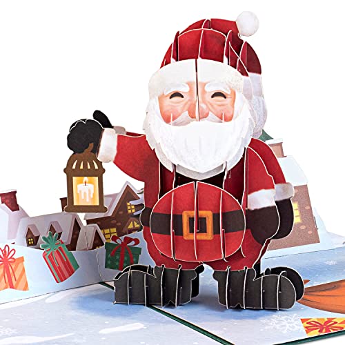 papercrush® Pop-Up Karte Weihnachtsmann - Lustige 3D Weihnachtskarte für Kinder, Frauen und Männer - Handgemachte Frohe Weihnachten Karte, 3D Weihnachtsbillet mit Umschlag von papercrush