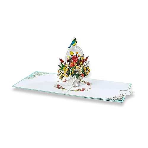 paperdora® 3D Pop-Up-Karte „Blumen“ mit Umschlag und Wachssiegel - Karte Glückwunschkarte Grußkarte Geschenkkarte Geschenk Gutschein von paperdora