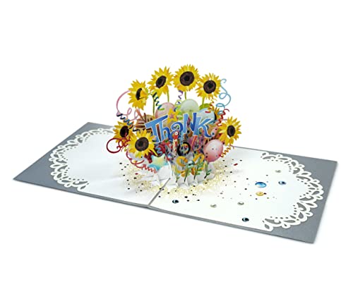 paperdora® 3D Pop-Up-Karte „Danke“ mit Umschlag und Wachssiegel - Karte Glückwunschkarte Grußkarte Geschenkkarte Geschenk Gutschein von paperdora
