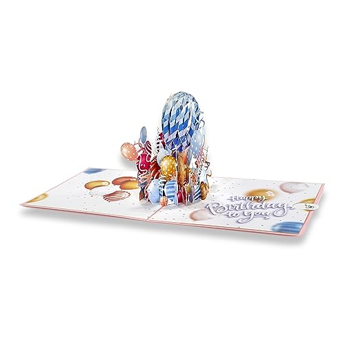 paperdora® 3D Pop-Up-Karte „Geburtstag“ mit Umschlag und Wachssiegel - Karte Glückwunschkarte Grußkarte Geschenkkarte Geschenk Gutschein von paperdora
