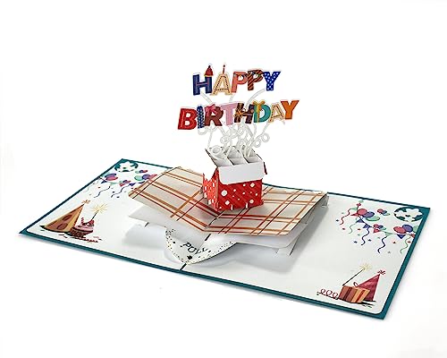 paperdora® 3D Pop-Up-Karte „Geburtstag“ mit Umschlag und Wachssiegel - Karte Glückwunschkarte Grußkarte Geschenkkarte Geschenk Gutschein von paperdora