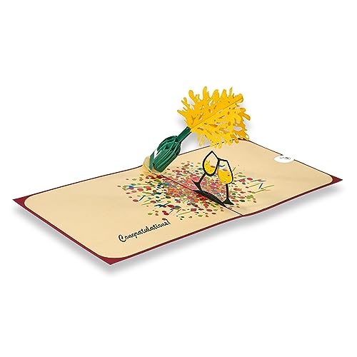 paperdora® 3D Pop-Up-Karte „Glückwünsche“ mit Umschlag und Wachssiegel - Karte Glückwunschkarte Grußkarte Geschenkkarte Geschenk Gutschein von paperdora
