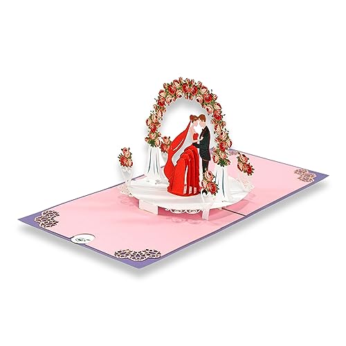 paperdora® 3D Pop-Up-Karte „Hochzeit“ mit Umschlag und Wachssiegel - Karte Glückwunschkarte Grußkarte Geschenkkarte Geschenk Gutschein von paperdora