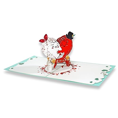 paperdora® 3D Pop-Up-Karte „Valentinstag“ mit Umschlag und Wachssiegel - Karte Glückwunschkarte Grußkarte Geschenkkarte Geschenk Gutschein von paperdora