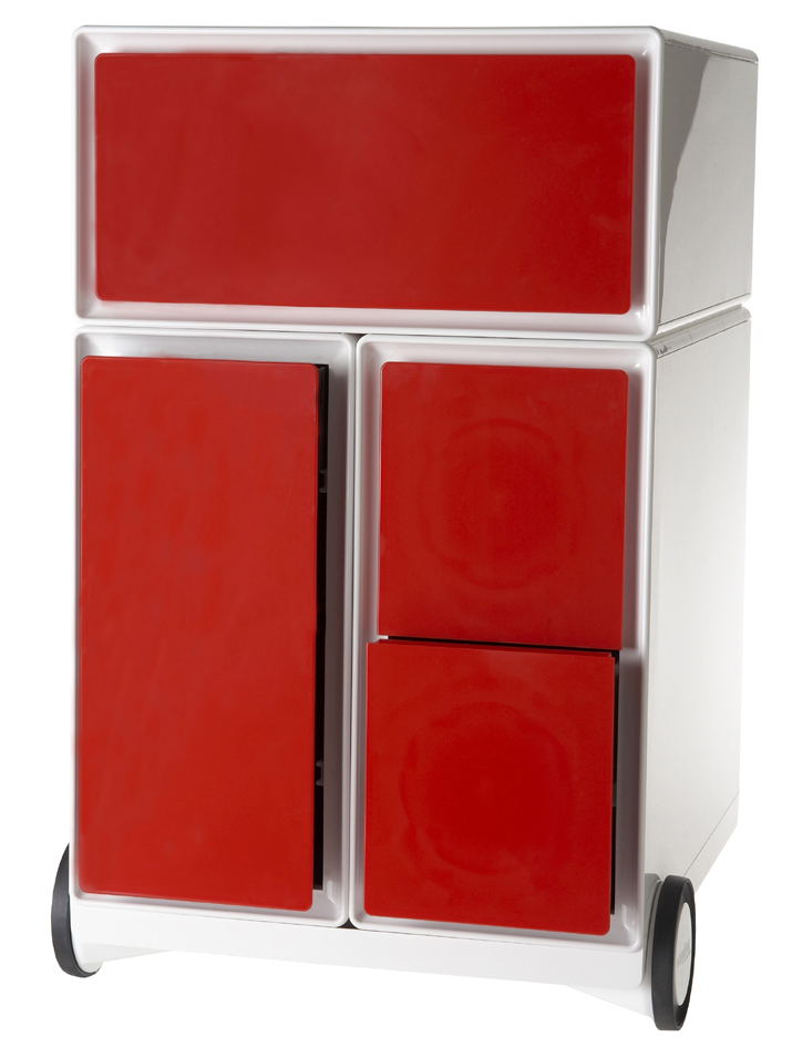 PAPERFLOW Rollcontainer , easyBox, , 1 Schub, weiß / rot von paperflow