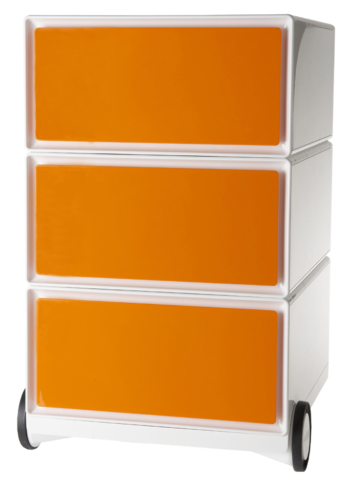 PAPERFLOW Rollcontainer , easyBox, , 3 Schübe, weiß / orange von paperflow