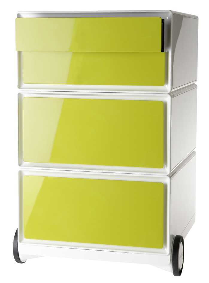 PAPERFLOW Rollcontainer easyBox, 4 Schübe, weiß / grün von paperflow