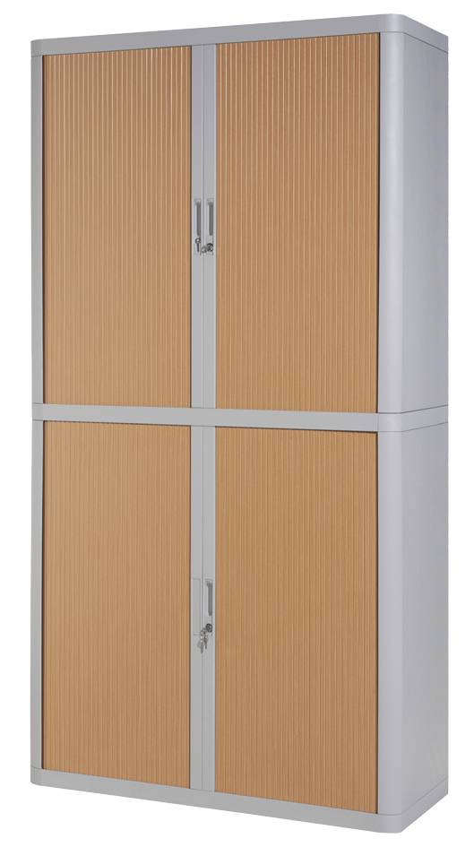 PAPERFLOW Rollladenschrank easyOffice, 4 Böden, grau / buche von paperflow