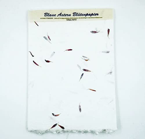 paperfreak: AsternBlütenPapier handgeschöpft A4 40Bogen -mit einseitigem Büttenrand- Büttenpapier Echtblütenpapier von paperfreak