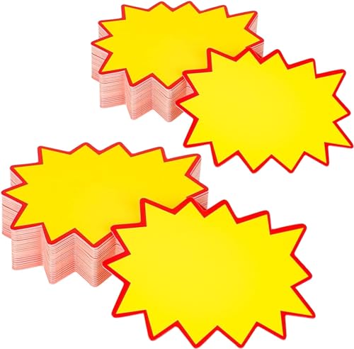 Parallelower 120 Stück Preisschilder Flohmarkt Neon Fluoreszierende Zeichen Starburst Zeichen Price Etikett Price Tag Platzen Papier für Supermärkten, Geschäft, Party Favors (3,2 x 4,3 Zoll) von parallelower