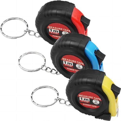 parallelower 3 Stück Maßband 3FT/1M Mini Retractable Maßband Tragbares Kleines Bandmaß mit Schlüsselanhänger mit Imperiale und Metrische Messung für das Messen Maschinen Möbeln Kleidung Papier Stoff von parallelower