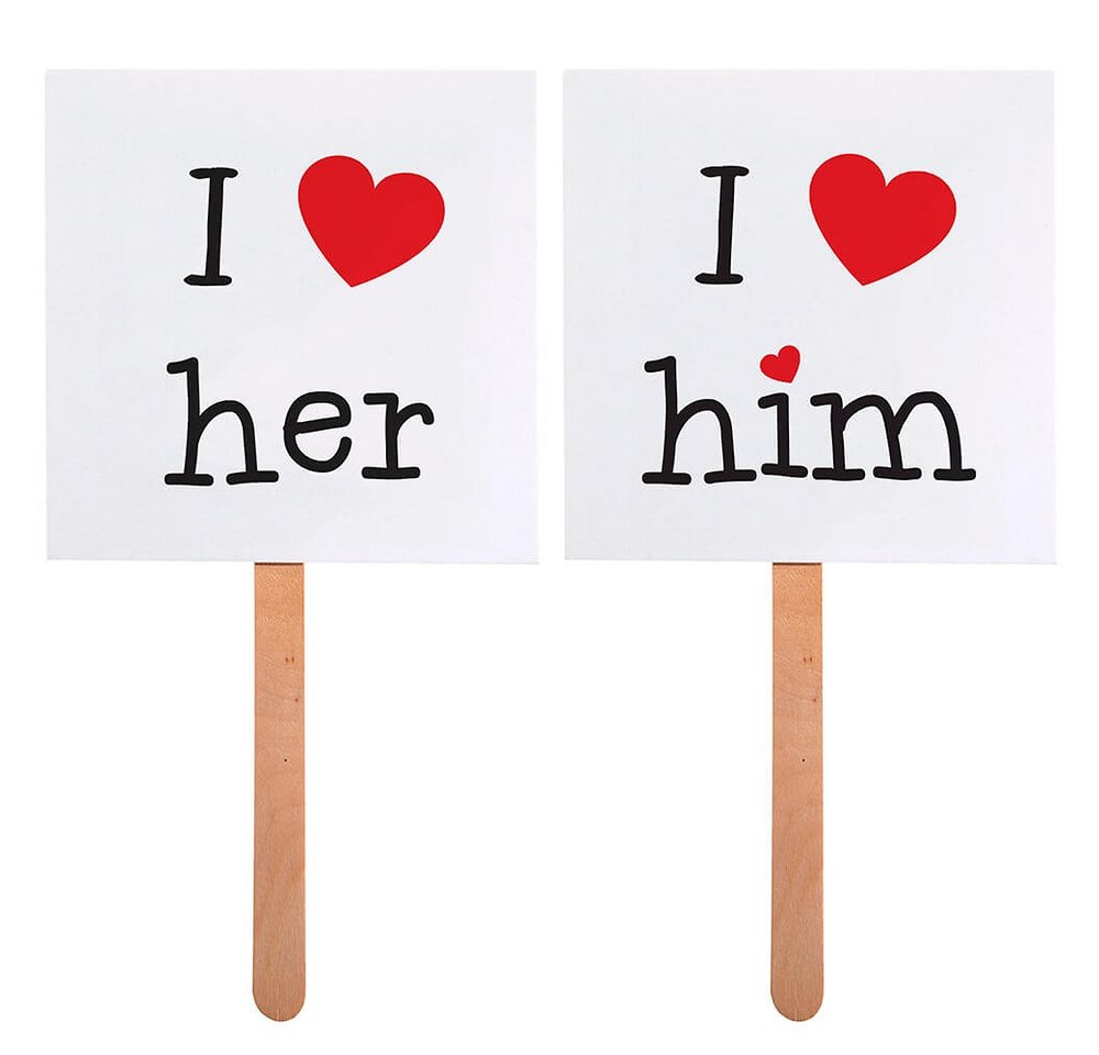 partydeco Fotohintergrund Foto-Booth Schilder Hochzeit I love her/I love him, Hochzeit partydeco Fotohintergrund Foto-Booth Schilder Hochzeit I love her/I love him, Hochzeit von partydeco