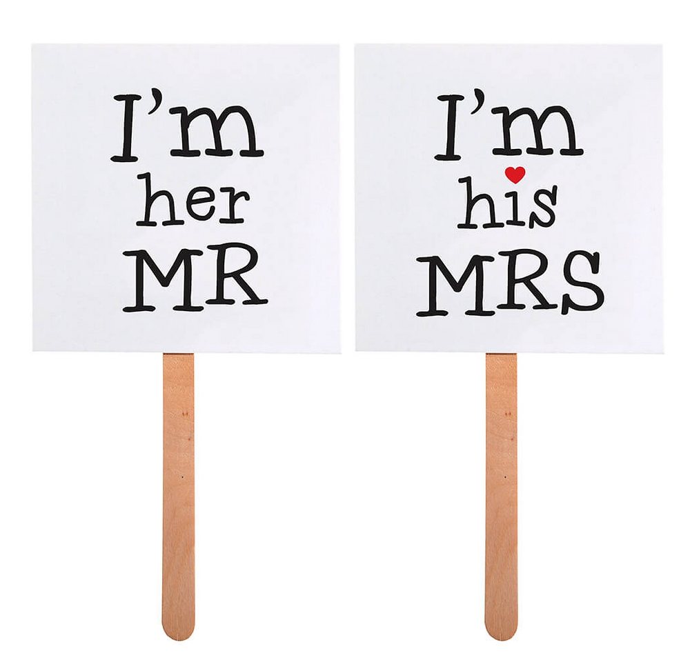partydeco Fotohintergrund Photo-Booth Accessoire Schild I'm her Mr. / I'm his Mrs., Hochzeit partydeco Fotohintergrund Photo-Booth Accessoire Schild I'm her Mr. / I'm his Mrs., Hochzeit von partydeco