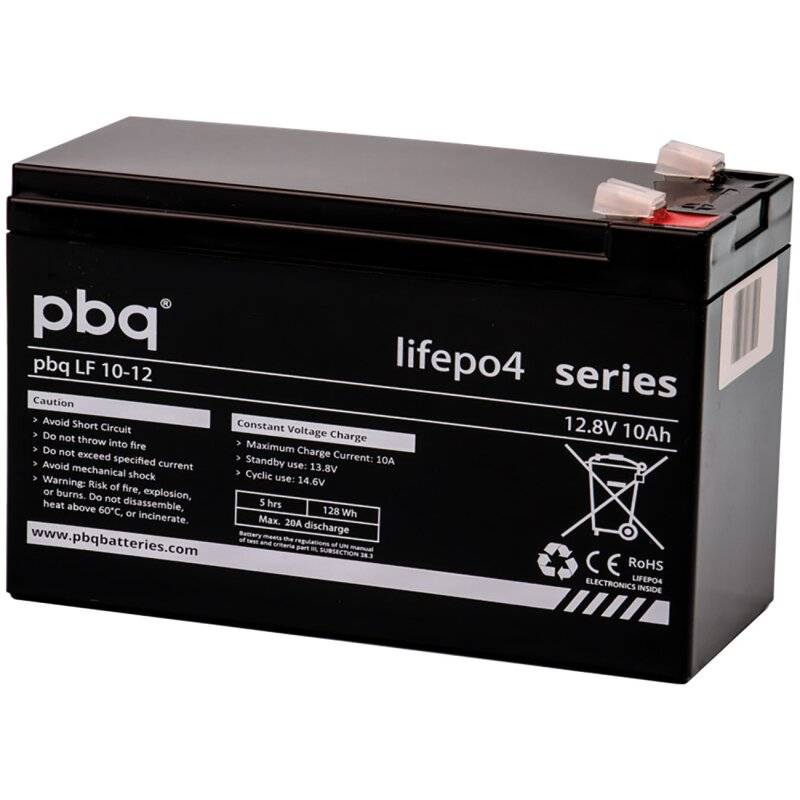 pbq LiFePO4-Akku 12,8V 10Ah inkl. BMS Balancer Faston 6,3 von pbq