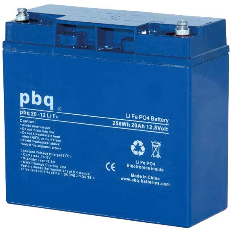 pbq LiFePO4-Akku 12,8V 20Ah inkl. BMS Balancer M5 Innengewinde von pbq
