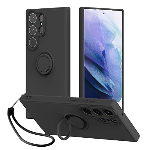 pcgaga Entworfen für Samsung S23 Ultra Handyhülle mit Ringhalterung und Handgelenkschlaufe - stoßfeste Silikonhülle mit weichem Mikrofaserfutter in Schwarz, kompatibel mit Galaxy S23 Ultra (Schwarz) pcgaga Entworfen für Samsung S23 Ultra Handyhülle mit Ringhalterung und Handgelenkschlaufe - stoßfeste Silikonhülle mit weichem Mikrofaserfutter in Schwarz, kompatibel mit Galaxy S23 Ultra (Schwarz) von pcgaga