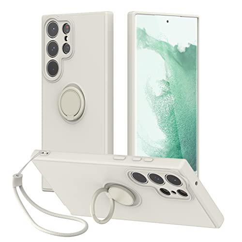 pcgaga Entworfen für Samsung S23 Ultra Handyhülle mit Ringhalterung und Handgelenkschlaufe - stoßfeste Silikonhülle mit weichem Mikrofaserfutter in Schwarz, kompatibel mit Galaxy S23 Ultra (Antikweiß) pcgaga Entworfen für Samsung S23 Ultra Handyhülle mit Ringhalterung und Handgelenkschlaufe - stoßfeste Silikonhülle mit weichem Mikrofaserfutter in Schwarz, kompatibel mit Galaxy S23 Ultra (Antikweiß) von pcgaga