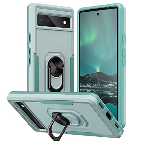 pcgaga Kompatibel mit Google Pixel 7 Pro Hülle mit Ringhalter Ständer, für Google Pixel 7 Pro Case, Handyhülle für Google Pixel 7 Pro, Unterstützung Magnetische Autohalterung, Grün von pcgaga