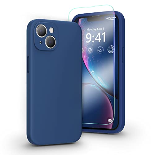 pcgaga Kompatibel mit iPhone 14 Hülle, Flüssig Silikon Handyhülle mit Kameraschutz und Schutzfolie, Mikrofaser Futter, Kratzfestes Stoßfeste Schutzhülle Cover, 6,1'' (Eisblau) von pcgaga