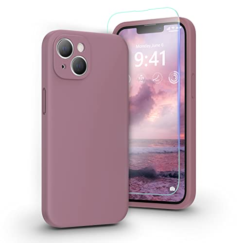 pcgaga Kompatibel mit iPhone 14 Plus Hülle, Flüssig Silikon Handyhülle mit Kameraschutz und Schutzfolie, Mikrofaser Futter, Kratzfestes Stoßfeste Schutzhülle Cover, 6,7'' (Flieder Lila) von pcgaga