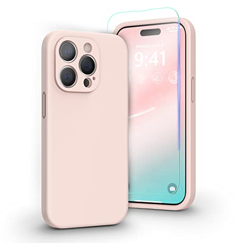 pcgaga Kompatibel mit iPhone 14 Pro Max Hülle, Flüssig Silikon Handyhülle mit Kameraschutz und Schutzfolie, Mikrofaser Futter, Kratzfestes Stoßfeste Schutzhülle Cover, 6,7'' (Kalkrosa) von pcgaga