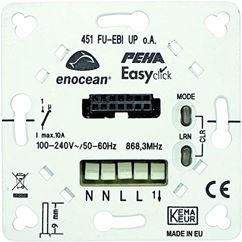 Honeywell-PEHA D 451 FU-EBI UP O.A Easyclick EnOcean Funkempfänger Bidirektional mit Tragplatte, 1 Kanal für Smarthome Anwendungen von peha