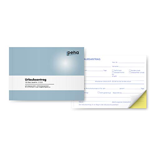 peha 31326 Urlaubsantrag A6 quer, 2x48 Blatt, selbstdurchschreibend (2 Stück) von peha