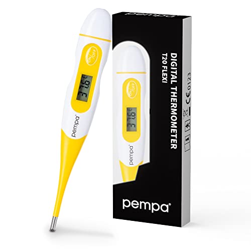 PEMPA Digitales Fieberthermometer Rektal Oral Achsel Thermometer Wasserdichte Thermometer mit Flexible Spitze | Genaue Und Schnelle Ablesungen von pempa