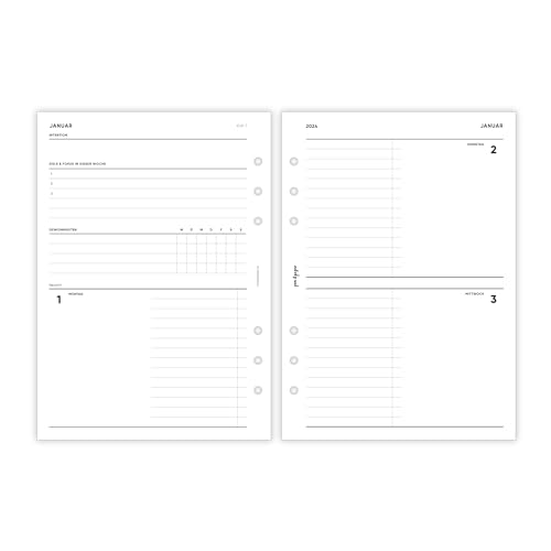 pen & pages® Kalender „1 Woche auf 4 Seiten“ DIN A5-2024 - FSC-zertifiziert, Kompatibel mit Standard Ringplanern, 148x210mm von pen & pages
