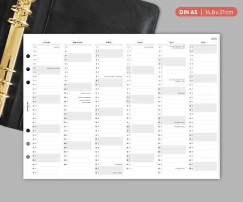 pen & pages® Kalender "Jahresübersicht zum Ausklappen" - DIN A5-2025 - Januar bis Dezember, Feiertage DACH, deutsch, Jahresplaner, Das Jahr im Blick von pen & pages