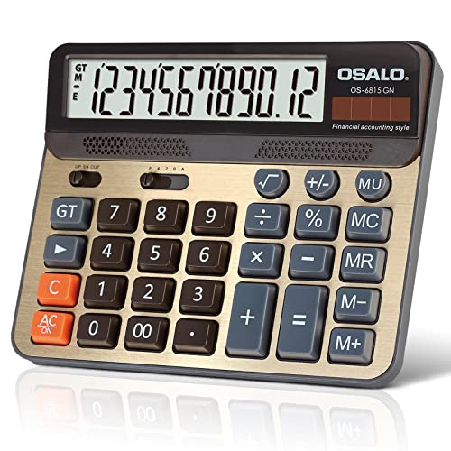 Large Calculator, 12 Digits Large Display Button Desktop Calculator with Solar Power (OS-6815GN) von pendancy