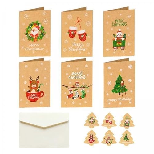 perfk 2x 6 X Weihnachtskarten Sortiment, Warme Festival Wünsche, Postkarten, Weihnachtskarten, Grußkarten für Freunde, Tochter, Mutter, Familie von perfk