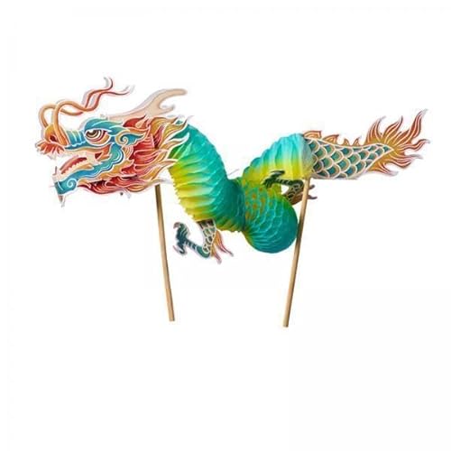 perfk 2x Chinesische Neujahrs Drachen Girlanden Ornamente, Gefaltetes Kunsthandwerk, Handgefertigte 3D Hängedekoration für Partys Im Freien, Frühlingsfest von perfk