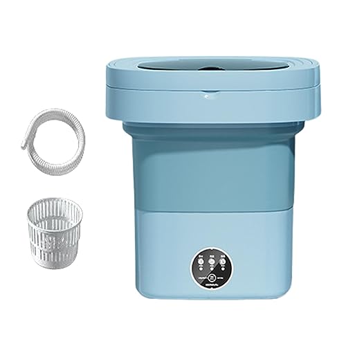 perfk 9L Faltbare Mini Waschmaschine Reisewaschmaschine, Tragbare Leise Elektrische Kleine Washing Machine, für Wohnmobil, Unterwäsche, Camping, Wäscherei, Wohnung, Blau mit Blu-ray von perfk