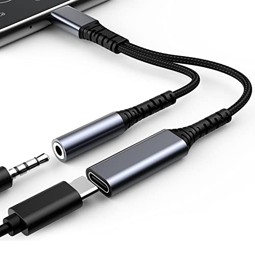 Adapter USB C Auf Kopfhörer und Laden, Adapter USB TYP C auf 3,5mm Klinke - PD 60W Schnellladung, USB C aux Klinke Adapter für Samsung Galaxy A54 A53 A34 A33 S23 S22 S21 S20, Google Pixel von phoie