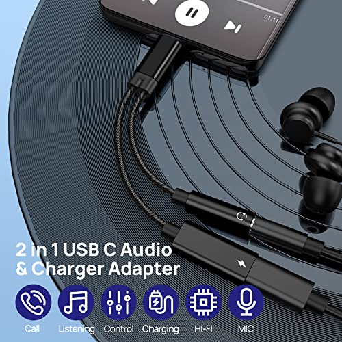 phoie Adapter USB C Klinke: Type C Aux 3.5mm Kopfhörer Adapter Mit Hi Res DAC Chip Kompatibel mit Samsung GalaxyA54/53/33 S23/22/21/20 Google Pixel Note Tab Grau von phoie