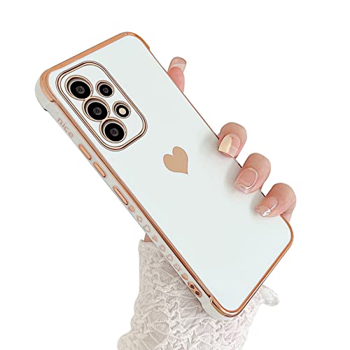 phylla Schutzhülle für Samsung Galaxy A53 5G, mit Kameraschutz, luxuriös, süßes Liebesherz, weiches Silikon, stoßfest, mit süßem kleinem Liebesherz-Muster, Weiß phylla Schutzhülle für Samsung Galaxy A53 5G, mit Kameraschutz, luxuriös, süßes Liebesherz, weiches Silikon, stoßfest, mit süßem kleinem Liebesherz-Muster, Weiß von phylla