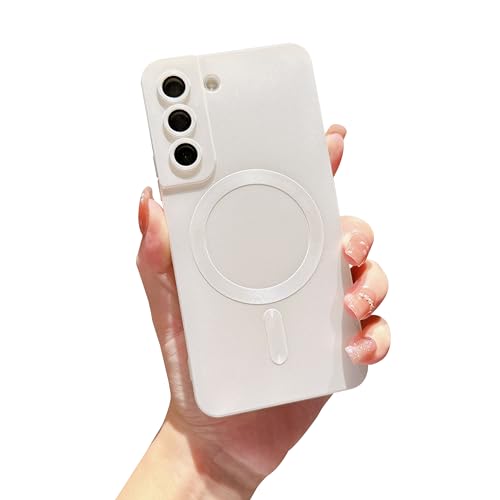 phylla Samsung S22+ Plus Handyhülle [kompatibel mit MagSafe] Luxuriöse magnetische einfarbige Abdeckung voller Kameraschutz schlankes, weiches Silikon stoßfest für Galaxy S22+ 5g (weiß, 16,8 cm / 6,6 von phylla