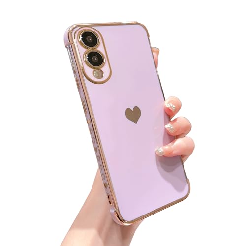 phylla Schutzhülle für Samsung Galaxy S25 Edge 16,8 cm (6,6 Zoll), süßes Liebesherz, vergoldete Kanten, luxuriös, elegante Schutzhülle für Damen, Kameraschutz, weich, stoßfest, Violett (lila, für von phylla