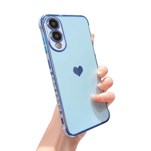 phylla Schutzhülle für Samsung Galaxy S25 Edge 16,8 cm (6,6 Zoll), süßes Liebesherz, vergoldete Kanten, luxuriös, elegante Schutzhülle für Damen, Kameraschutz, weiche, stoßfeste Schutzhülle (blau, für von phylla