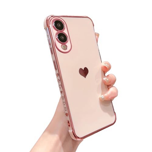 phylla Schutzhülle für Samsung Galaxy S25 Edge 16,8 cm (6,6 Zoll), süßes Liebesherz, vergoldete Kanten, luxuriös, elegante Schutzhülle für Damen, Kameraschutz, weiche, stoßfeste Schutzhülle (Rosa, für von phylla