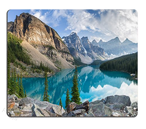 pingpi Rechteckiges Mauspad mit Rocky Mountains Nature für Büro, bedrucktes Mauspad von pingpi