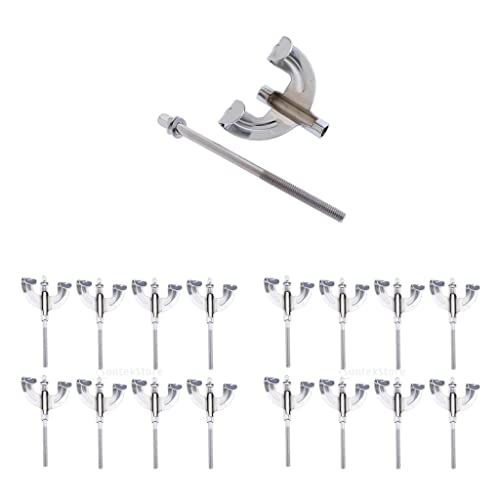pistro 16x Bass Drum Claws and Tension Rods Set Durable Chrome Mount for Drum Replacement Percussion Instrument Accessories von pistro