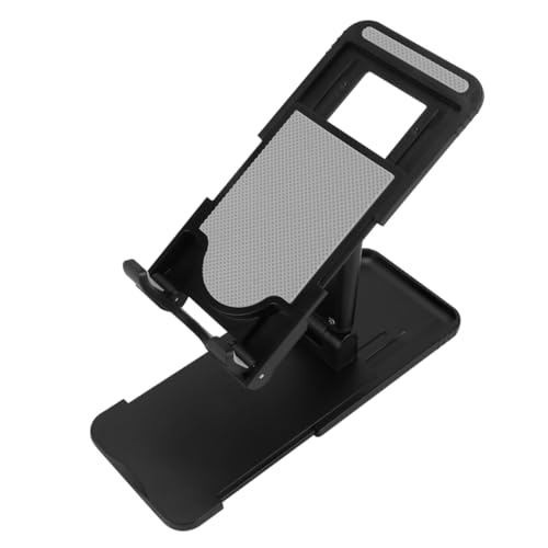 pistro Faltbarer Telefonständer für den Schreibtisch, tragbare schwarze Halterung für Handys und Tablets, verstellbar mit Silikon-Pads für Stabilität von pistro