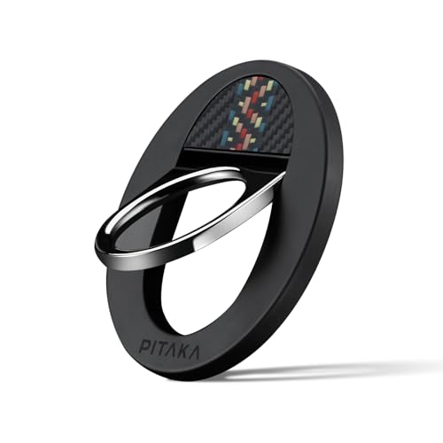 PITAKA Handy Ring Halterung Kompatibel mit Magsafe Magnetischer Griff Ring Halter mit NFC Funktion Einstellbar Fingerhalter für iPhone 16/15/14/13/12 Serie aus Aramidfaser [MagEZ Grip 2] Rhapsodie von pitaka