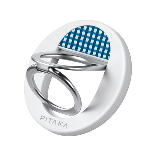 pitaka Handy Ring Halterung Magnetischer Griff Ring Halter mit Doppelring Einstellbar Fingerhalter Handy Ständer aus Aramidfaser für iPhone 16/15/14/13 Ozean Blau von pitaka