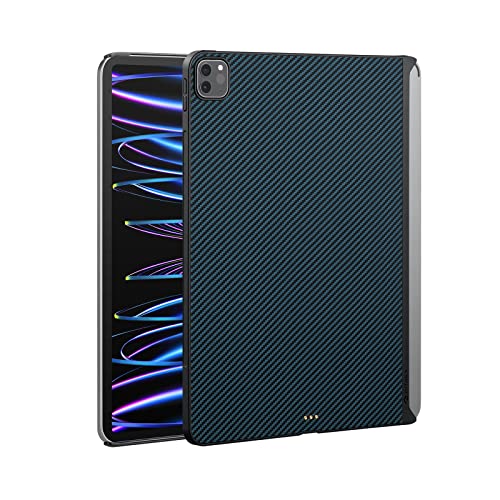 PITAKA Hülle für iPad Pro 11 Zoll 2022/2021 Magnetische Schutzhülle Kompatibel mit Magic Keyboard Ultradünn Tablet Hülle aus Aramidfaser [MagEZ Case 2] Schwarz/Blau von pitaka