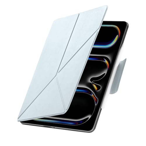 PITAKA Hülle für iPad Pro 13 2024 Magnetische Hülle für iPad Pro 13 Zoll 7. Generation Ultraleichte Schutzhülle mit Stifthalter Mehrwinkliger Stand aus PU Leder Hellblau [MagEZ Folio 2] von pitaka