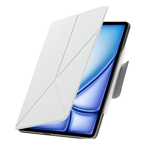 pitaka Hülle für iPad Air 13 2025/2024 Magnetische Hülle für iPad Pro 12.9 2022/2021/2020/2018 Ultraleichte iPad Schutzhülle mit Stifthalter iPad Stand aus PU Leder Weiß [MagEZ Folio 2] von pitaka